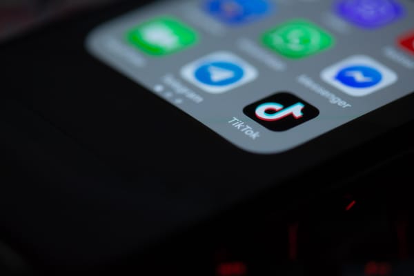 Image of a cell phone home screen, featuring the TikTok app.